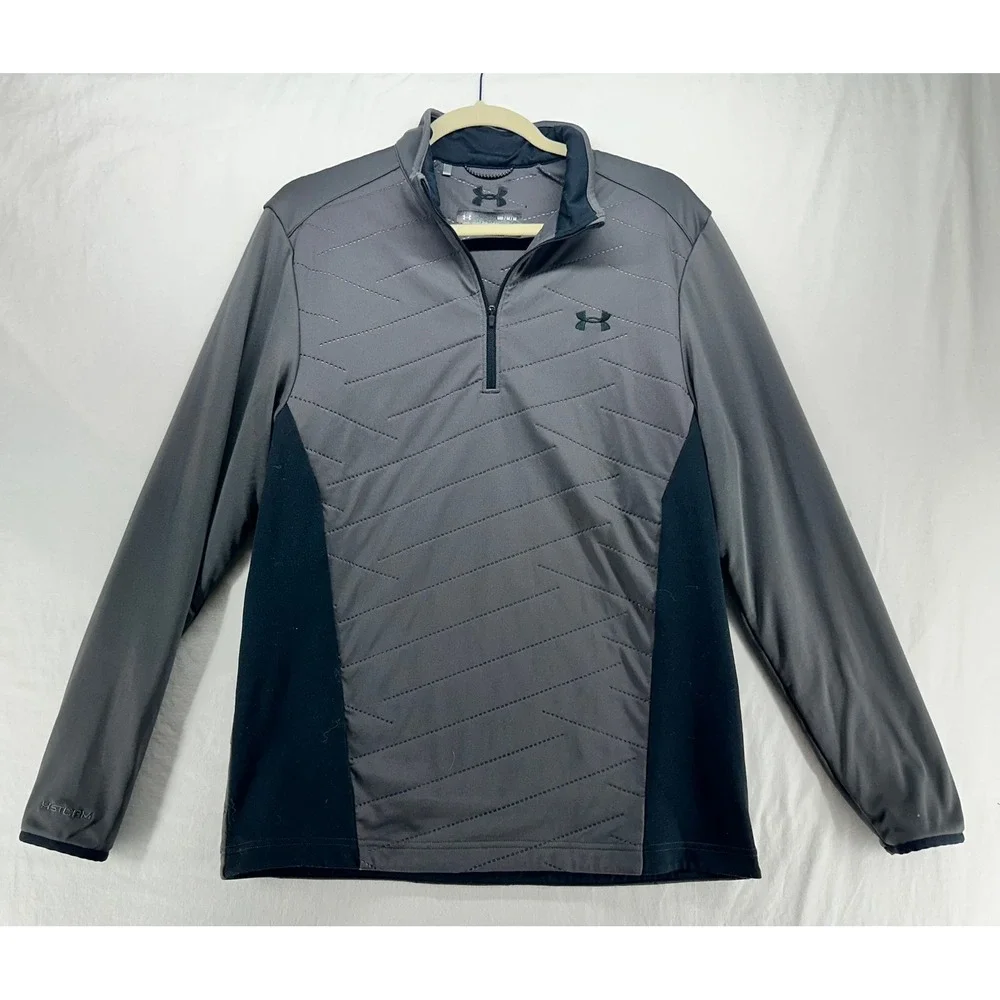 Under Armour Storm ColdGear Mens Gray Black Quarter Zip Pullover Jacket Medium